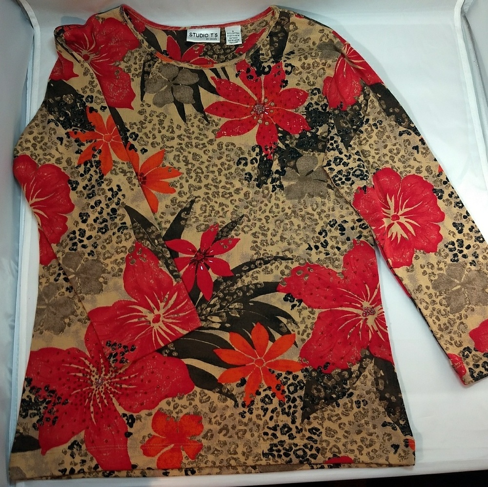 Chico's Studio T's Beautiful Floral 3/4 Sleeve 0